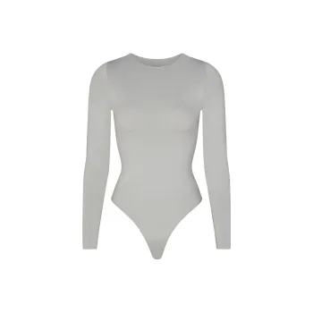 SKIMS ESSENTIAL CREW NECK LONG SLEEVE BODYSUIT Bodysuits Women's LIGHT GREY/Light Gray
