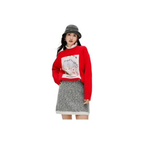 Hopeshow Knitwear Women's Holiday Red