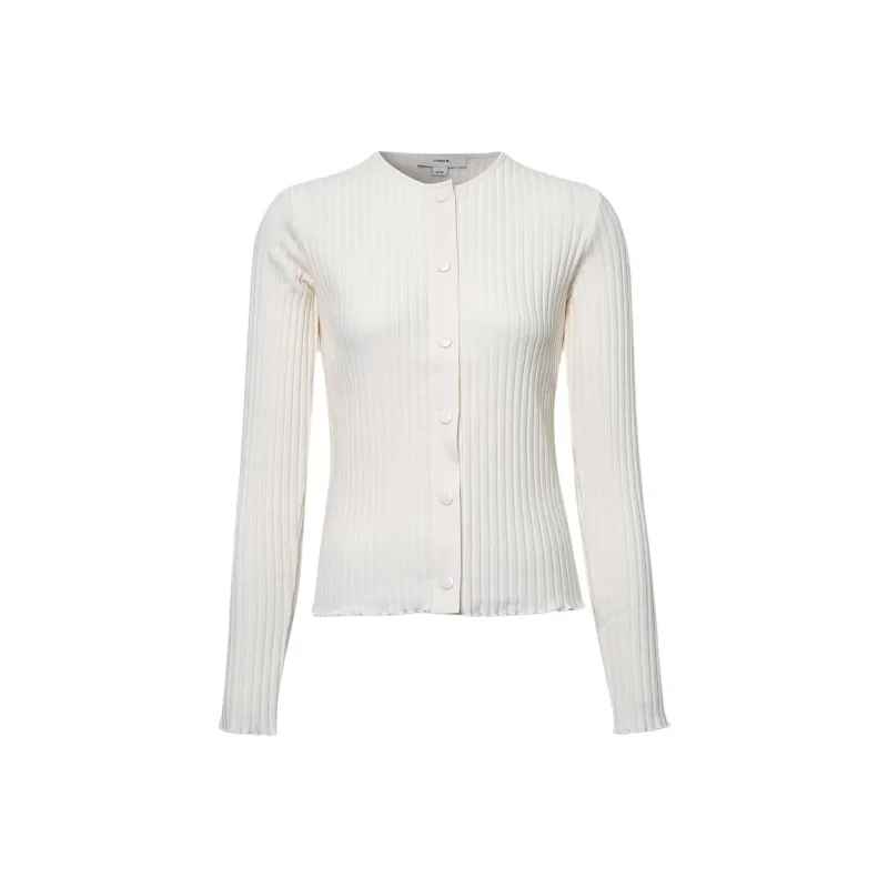 VINCE Scallop edge Ribbed knit Cardigan-0