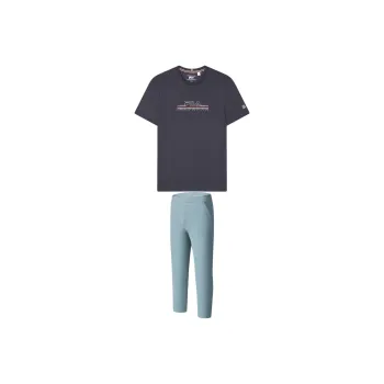 FILA Casual Sportswear Men Clothing Sets Legend Blue Top+Canary Blue Pants
