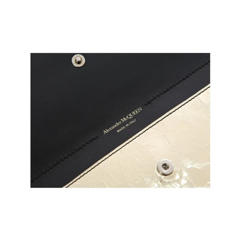 Alexander McQueen Cow Leather Clutch Medium Size Women's Gold-11