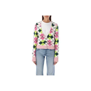 GANNI Graphic V Neck Cardigan 'Multicolor'
