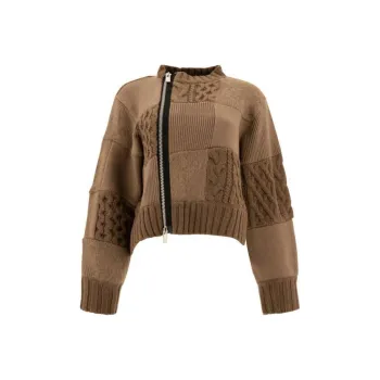 Sacai Patchwork Zip-Up Cardigan