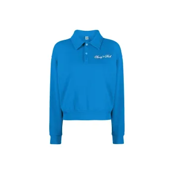 SPORTY & RICH Logo embroidered Polo collar Sweatshirt