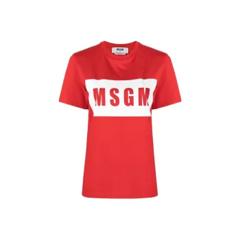 MSGM Logo print Round neck T shirt