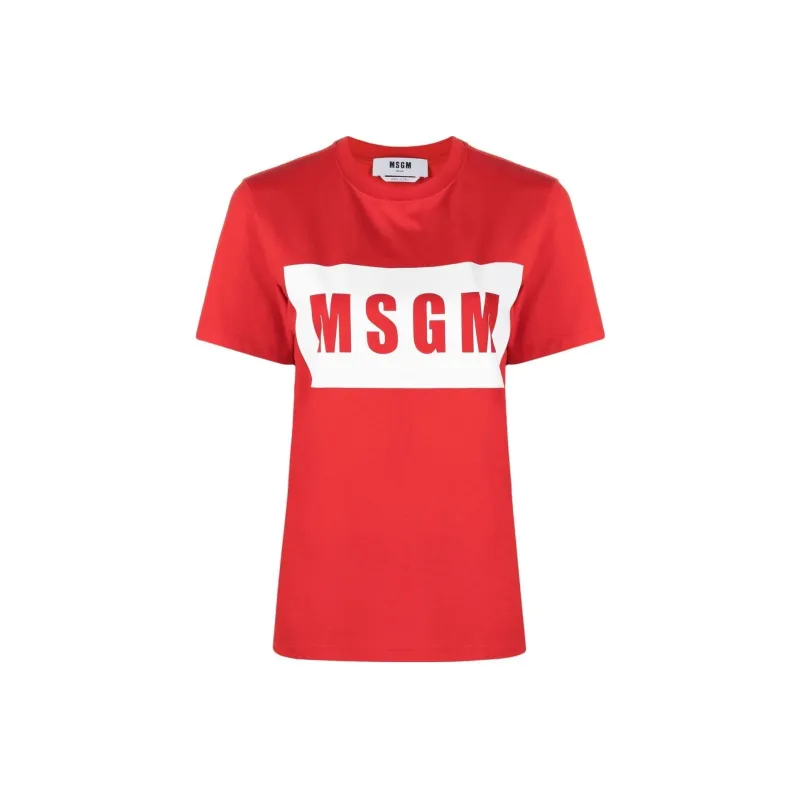 MSGM Logo print Round neck T shirt-0
