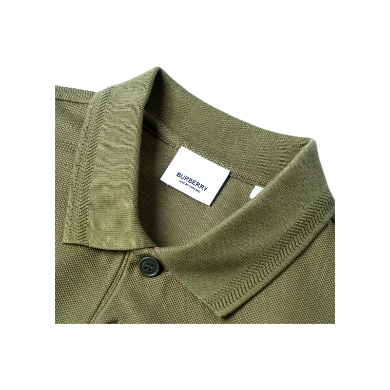 Burberry SS24 Logo Embroidery Vertical Button-Up Polo Shirt Green-4