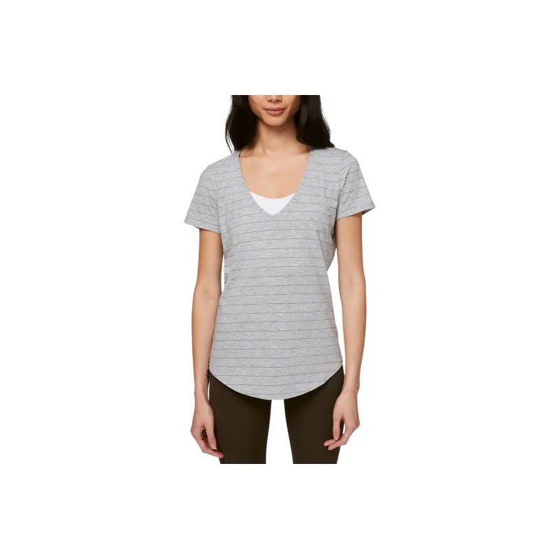 Lululemon Love T-Shirt Women's Stripes Gray Green-0