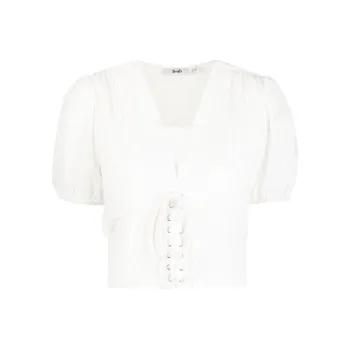 B+AB Ruched Lace-up Blouse