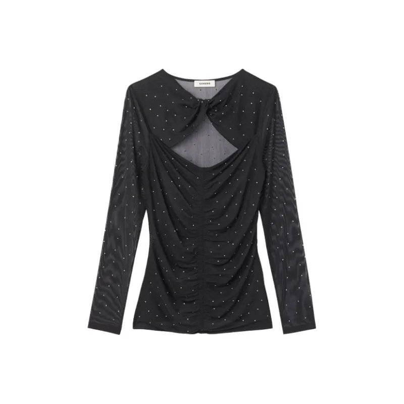 Sandro Rhinestone-embellished Semi-sheer Top-0