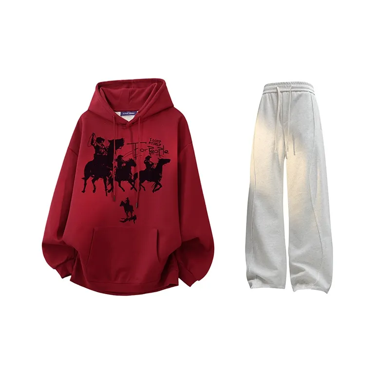 FAX FOR FMACM Sweatshirt Set Unisex Black+Black[Pants]-14