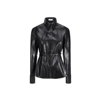 SportMax Larix Belted Leather Jacket