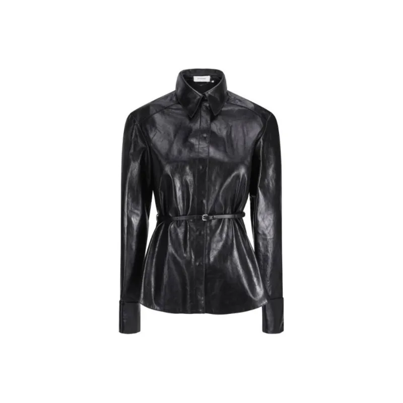 SportMax Larix Belted Leather Jacket-0