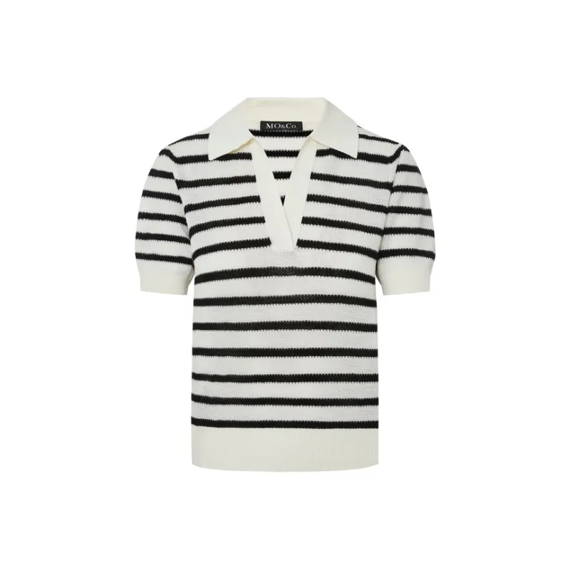 MO&CO Knitwear Women's Apricot Base With Black Stripes-0