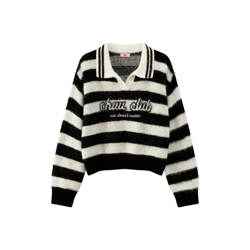 CHUU 24FW Knitwear Women's Black White Stripes-5