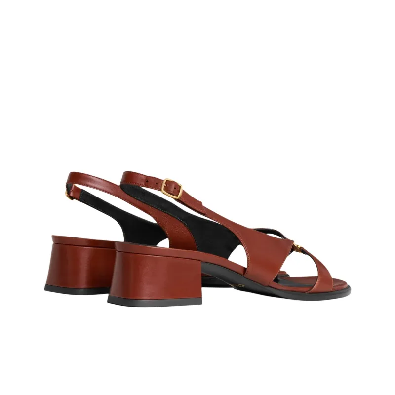 CELINE Triomphe One Strap Sandals 4cm Women's Rusty Red-3
