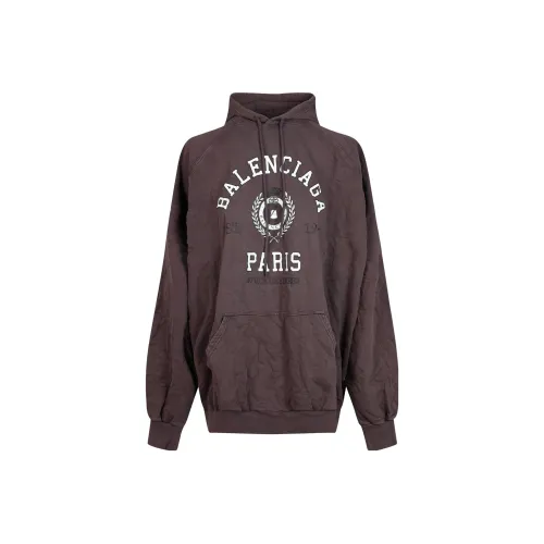 Balenciaga College 1917 Oversized Cotton Hoodie Burgandy/White