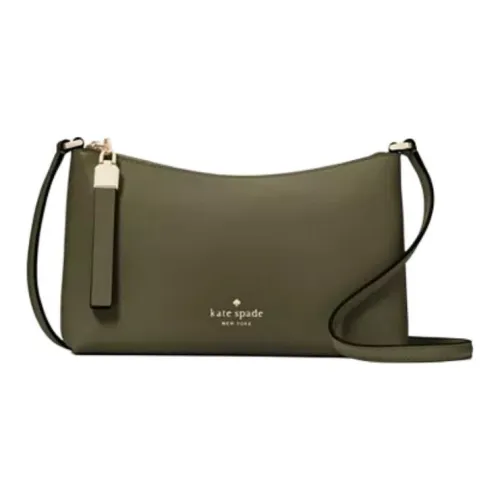 Kate Spade Cross Grain Leather Shoulder Bag Small Size Women's Olive Green