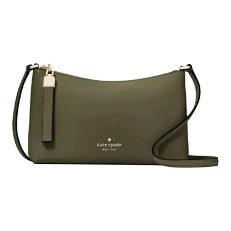 Kate Spade Cross Grain Leather Shoulder Bag Small Size Women's Olive Green-0
