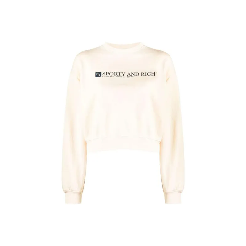 SPORTY & RICH Logo print Cropped Sweatshirt-0