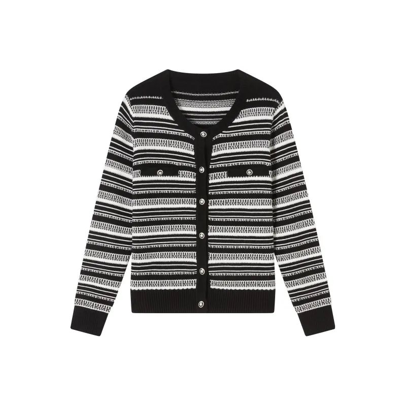 FINITY Knitwear Women's Black White Stripes-0