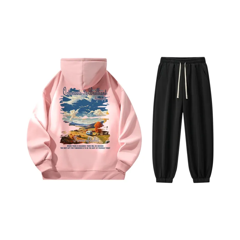 Small Columns Under The Sea Sweatshirt Set Unisex-4