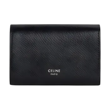 CELINE Calfskin Business Card Holder Card Case Men's Black