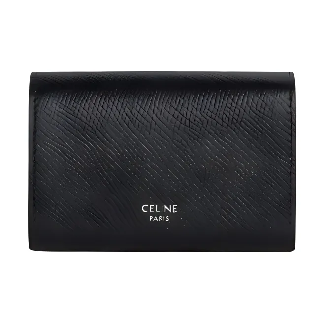 CELINE Calfskin Business Card Holder Card Case Men's Black-0