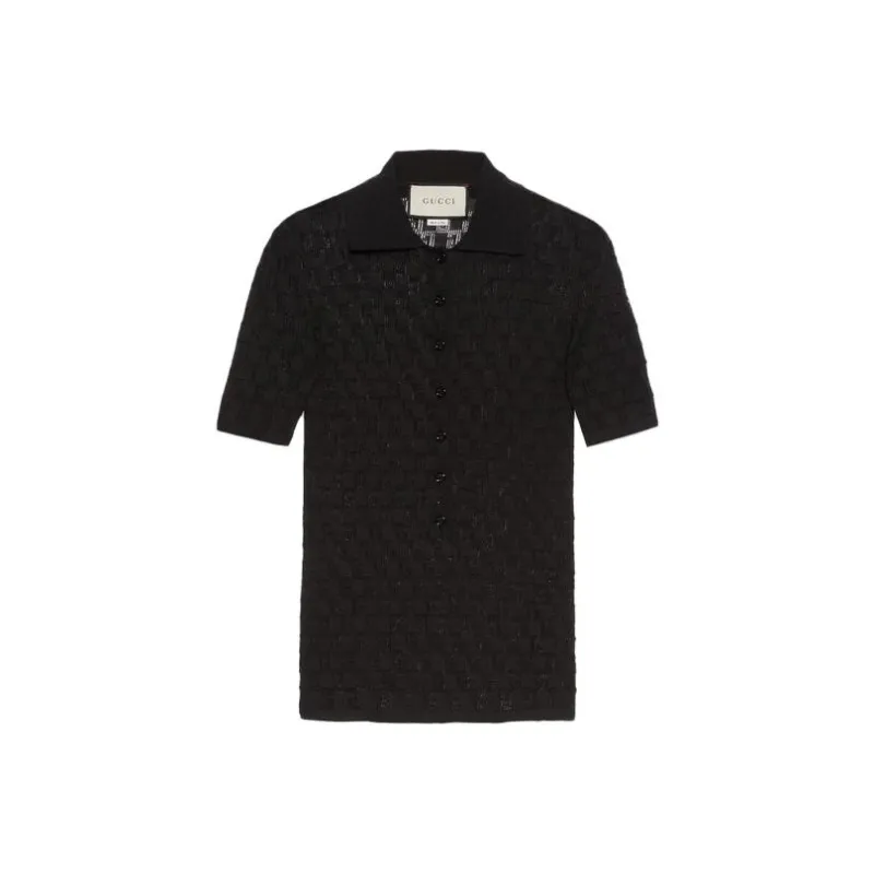 GUCCI Geometric G Knitted Polo Shirt-0