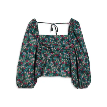 WEEKEND MaxMara All-Over Floral Printed Balloon-Sleeved Top