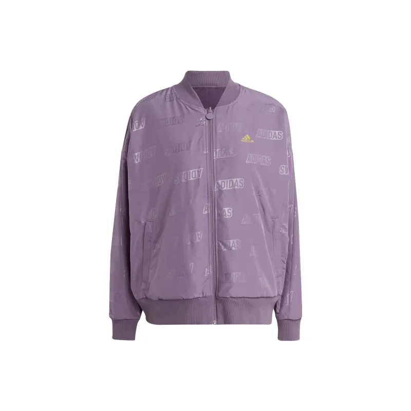 Adidas Embossed Monogram Reversible Jackets Coats Women's Dark Gray Violet-0