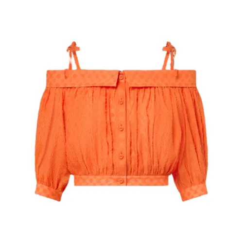 LOUIS VUITTON Monogram Fil Coupé Off-The-Shoulder Blouse