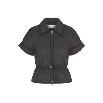 DIOR Macrocannage Short-Sleeved Jacket Jackets Coats Women's Black