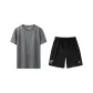 Gray Short-Sleeved Shirt+Black Shorts