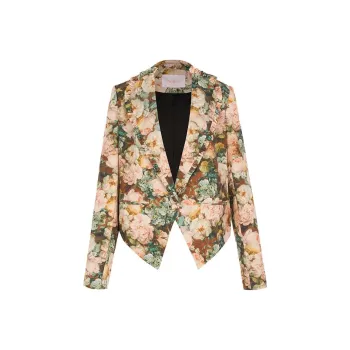 Selkie Collection FW23 Jacket Women's Black Night Rose Water Painting Print
