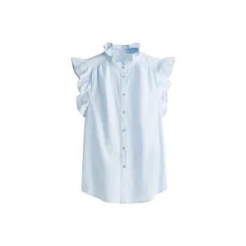 H&M Flutter Sleeve T-Shirt Women's Light Blue