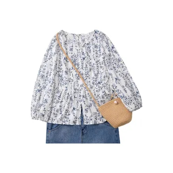 Cypress House Shirt Women's White With Blue Floral