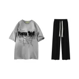 Clothing Set (Light Gray Top+Black Pants)