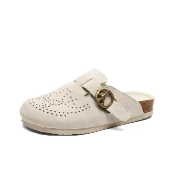 VAEL Cork Sole Stitching Cut Out Odor Resistant Abrasion Resistant Slip Resistant Closed Toe Slippers Unisex