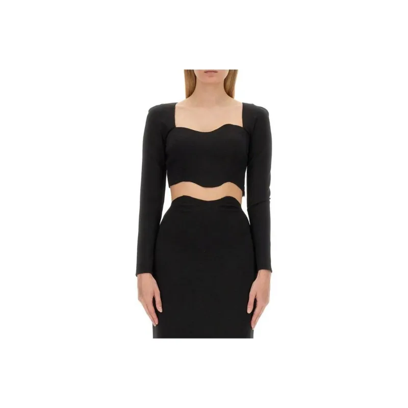 Staud Corde Long Sleeved Cropped Top-0