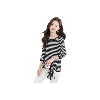Cypress House Knitwear Women's Black White Stripes