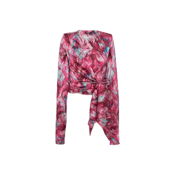 BALMAIN Floral Printed Tie Front Top