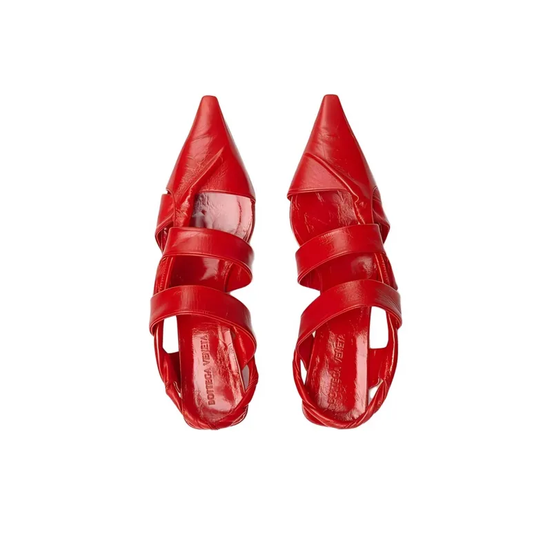Bottega Veneta Point Casual Single Shoes Women's Red-3