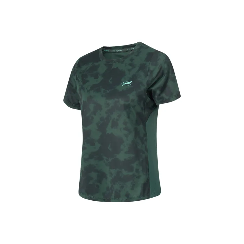 LiNing T-Shirt Women's Gothic Green Black All Over Print-0