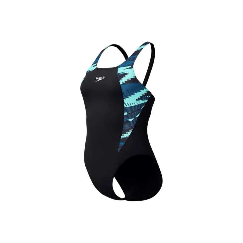 Speedo HyberBoom Splice Muscleback One piece Swimsuit Women's Dark Blue Green-1