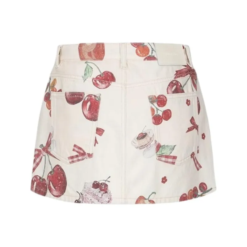 URBAN REVIVO Casual Short Skirts Women's Beige Yellow Print-1