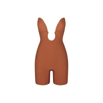 SKIMS DEEP PLUNGE SHAPEWEAR MID THIGH BODYSUIT Bodysuits Women's BRONZE/Bronze