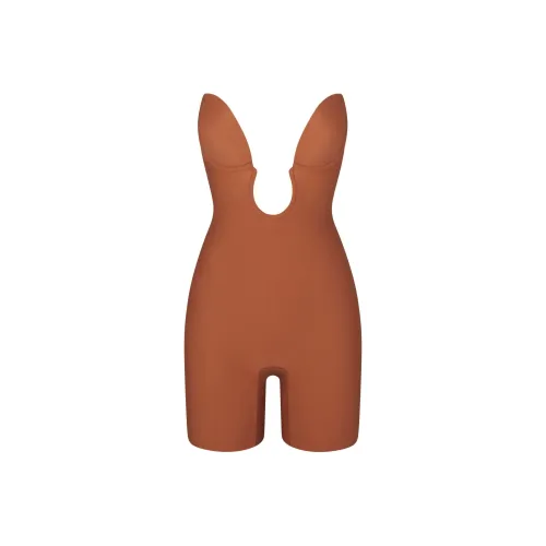 SKIMS DEEP PLUNGE SHAPEWEAR MID THIGH BODYSUIT Bodysuits Women's BRONZE/Bronze