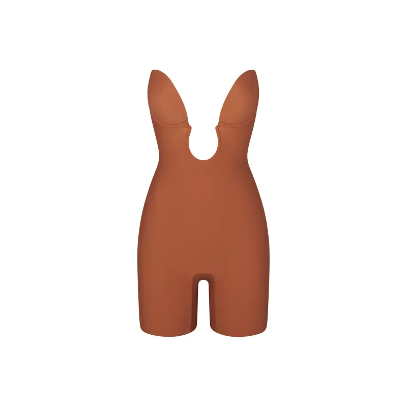 SKIMS DEEP PLUNGE SHAPEWEAR MID THIGH BODYSUIT Bodysuits Women's BRONZE/Bronze-0
