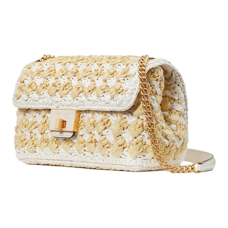 Kate Spade Evelyn Raffia Crossbody Bag, Shoulder Bag Medium Size Women's Ecru-1